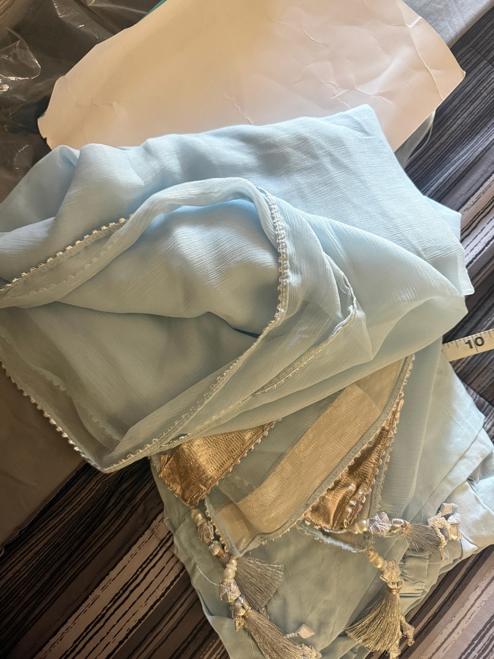 J. PRET Sky Blue Embroidered Women's Dress - Picture 6 of 9
